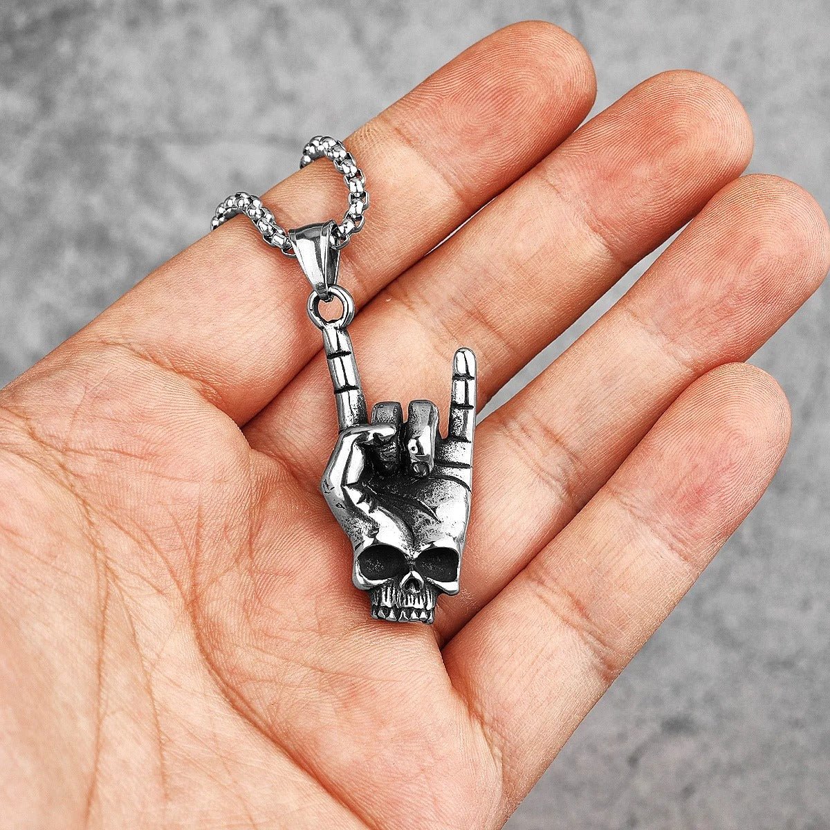 Rockstar Skull Pendant – Stainless Steel Gothic Punk Biker Alternative Jewelry by Chrome Cult