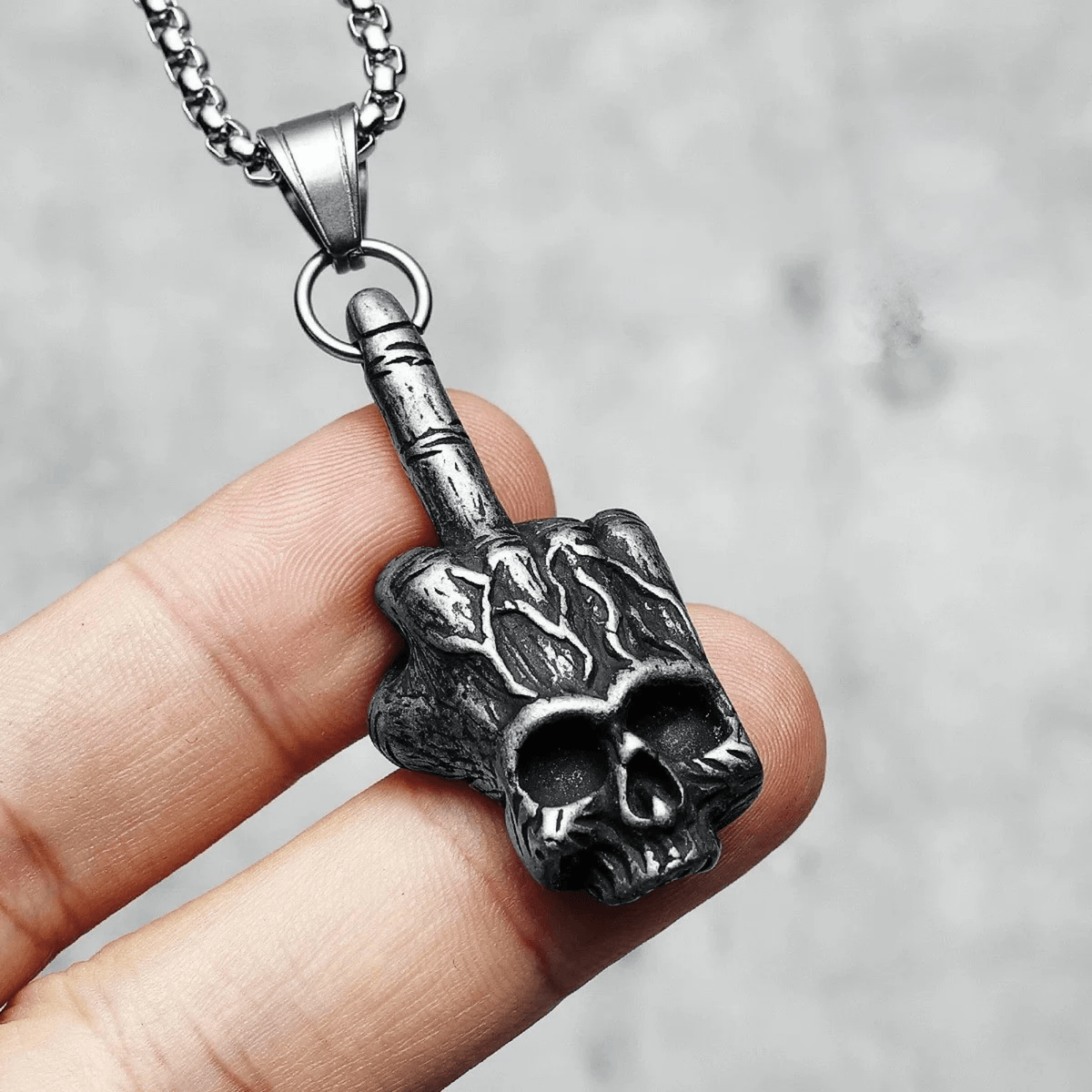 Rockstar Skull Pendant – Stainless Steel Gothic Punk Biker Alternative Jewelry by Chrome Cult