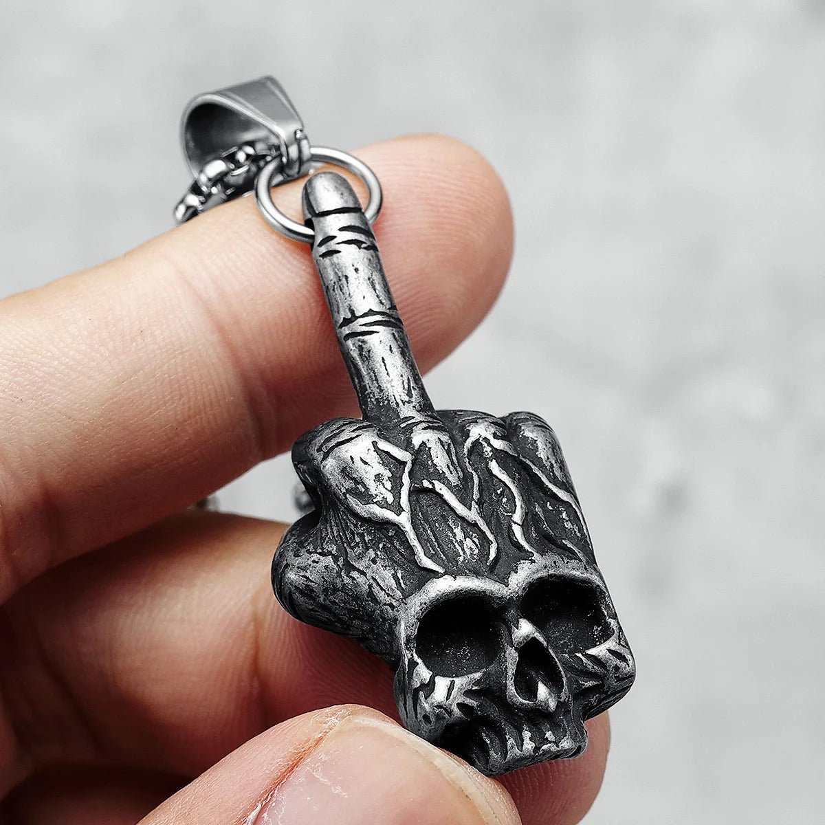 Rockstar Skull Pendant – Stainless Steel Gothic Punk Biker Alternative Jewelry by Chrome Cult