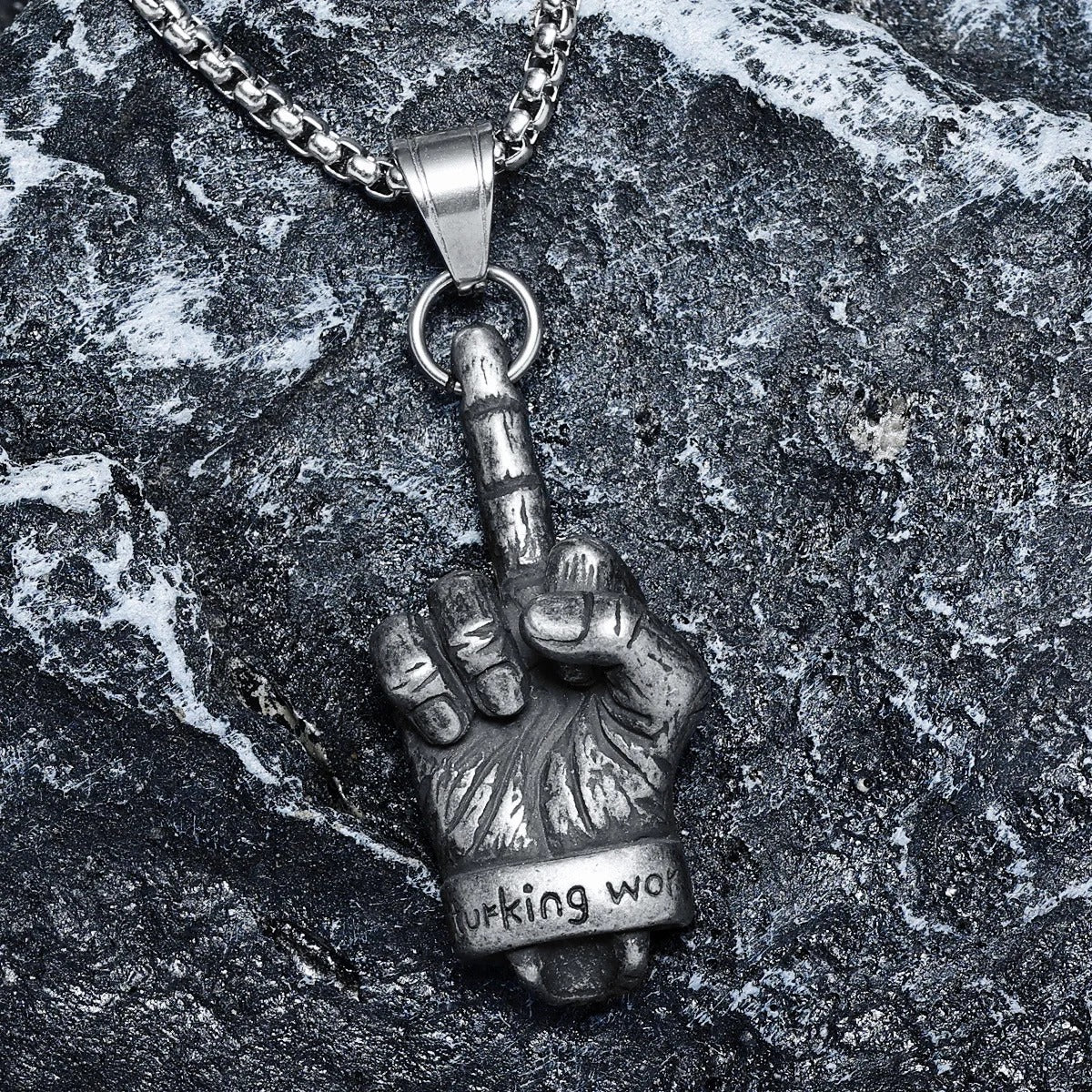 Rockstar Skull Pendant – Stainless Steel Gothic Punk Biker Alternative Jewelry by Chrome Cult