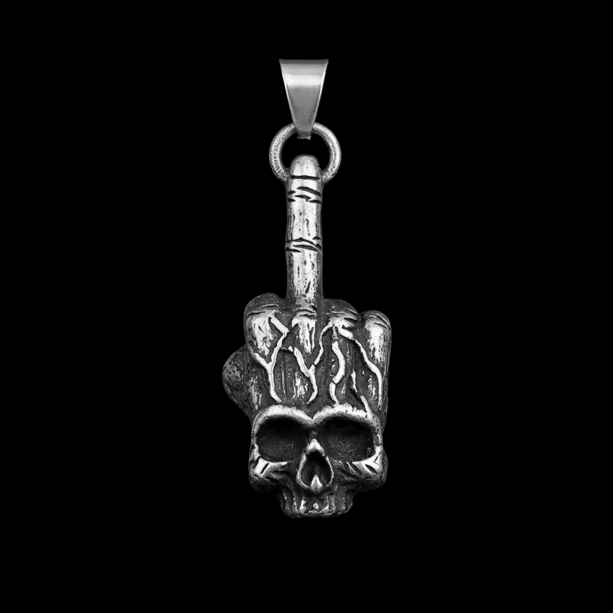 Rockstar Skull Pendant – Stainless Steel Gothic Punk Biker Alternative Jewelry by Chrome Cult