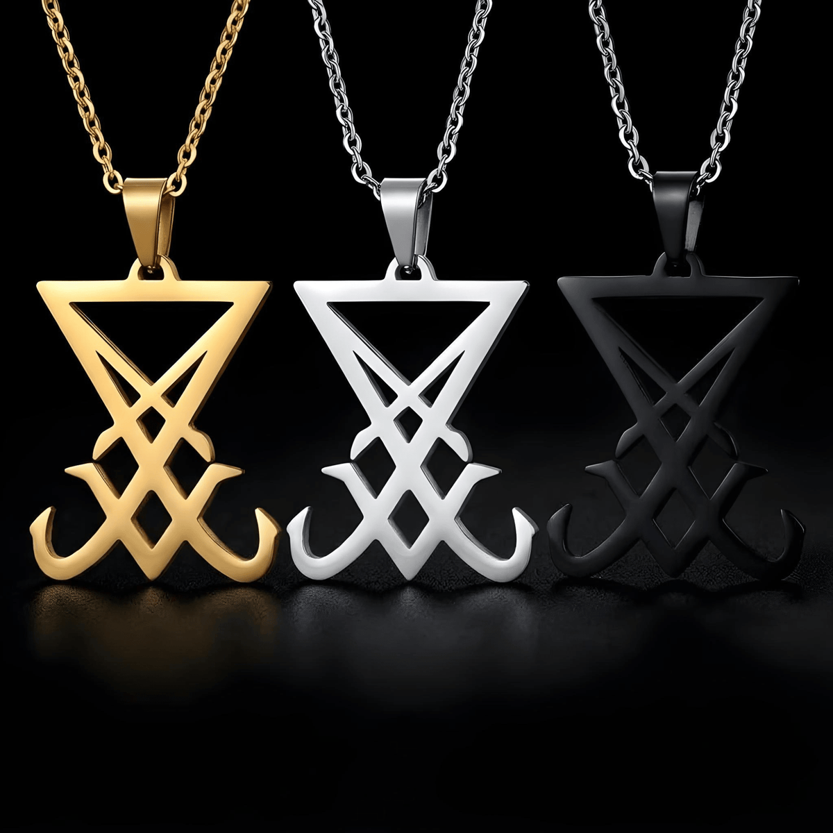 Seal of Lucifer Nephilim Satan Pendant – Stainless Steel Gothic Punk Biker Alternative Jewelry by Chrome Cult