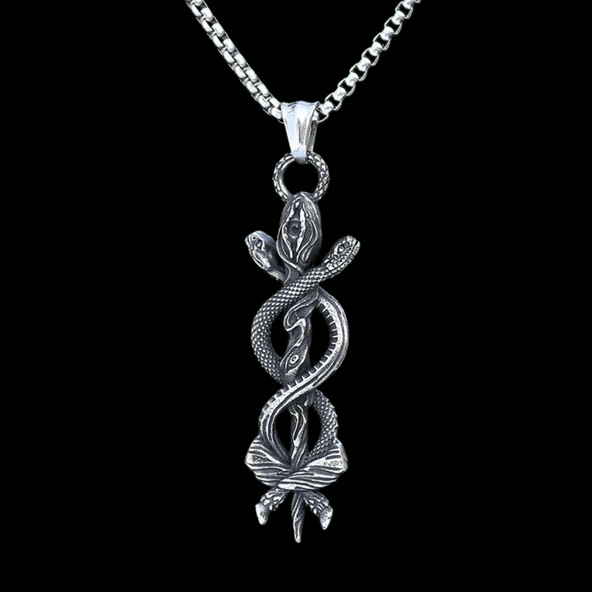 Serpent Ascension Relic Pendant – 316L Stainless Steel Gothic Jewelry by Chrome Cult