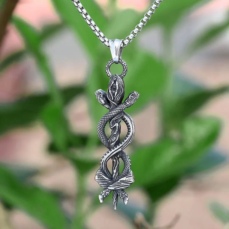 Serpent Ascension Relic Pendant – 316L Stainless Steel Gothic Jewelry by Chrome Cult