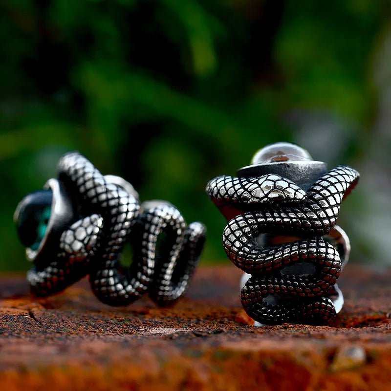 Serpent’s Eye Coil Ring – 316L Stainless Steel Gothic Jewelry by Chrome Cult