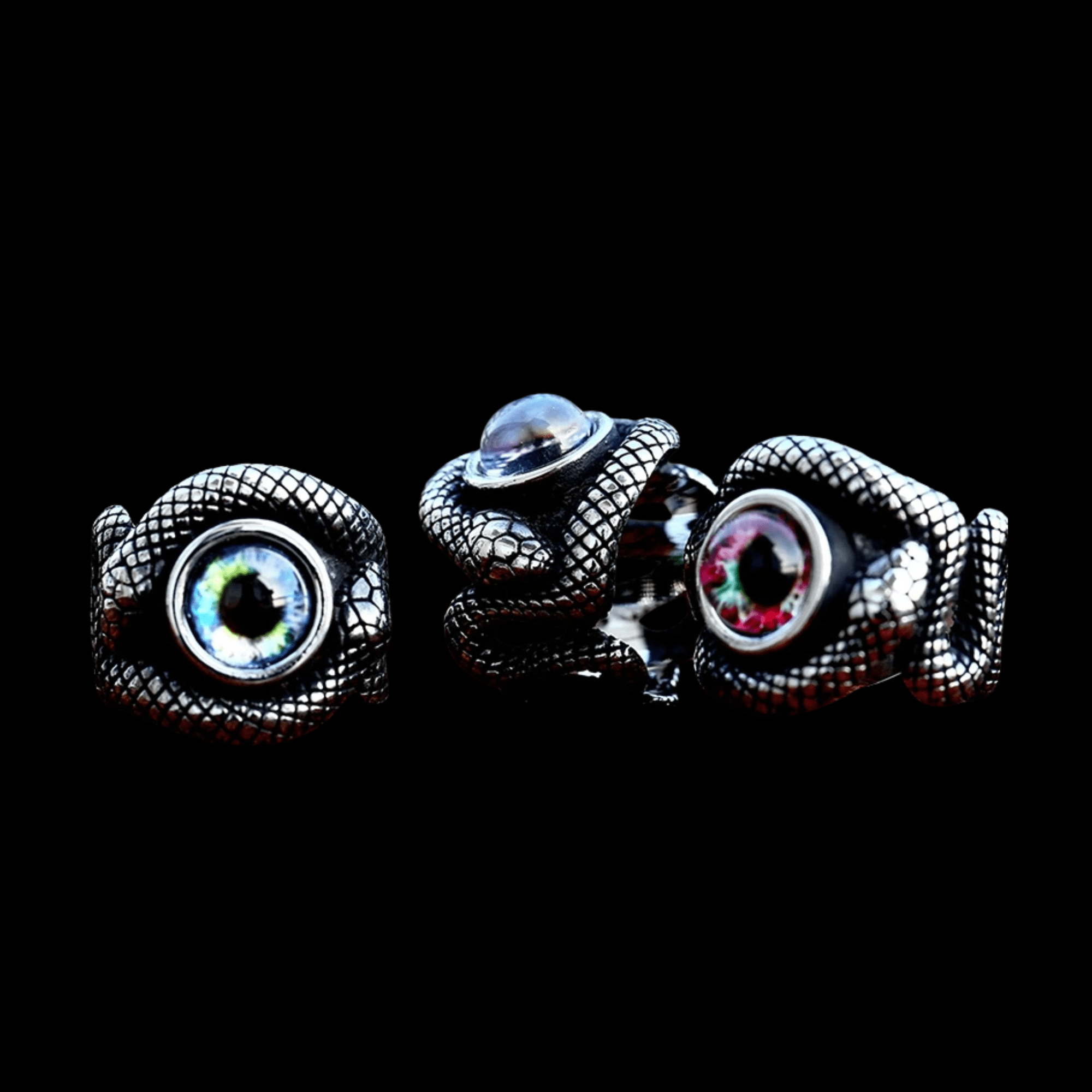 Serpent’s Eye Coil Ring – 316L Stainless Steel Gothic Jewelry by Chrome Cult