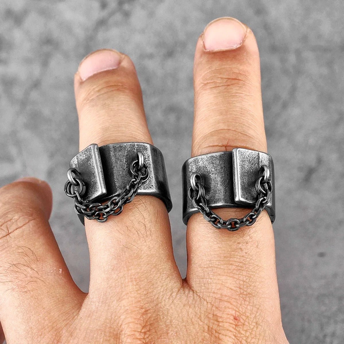 Shackles of Sin Ring – Stainless Steel Gothic Punk Biker Alternative Jewelry by Chrome Cult