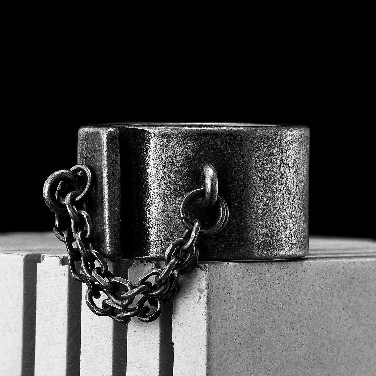 Shackles of Sin Ring – Stainless Steel Gothic Punk Biker Alternative Jewelry by Chrome Cult