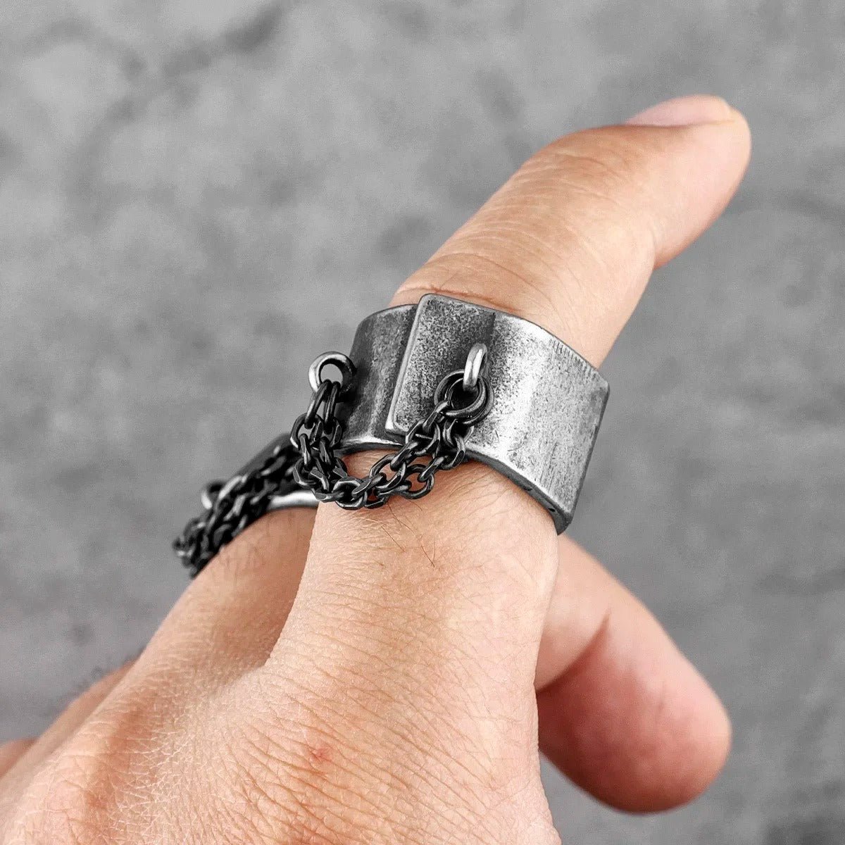 Shackles of Sin Ring – Stainless Steel Gothic Punk Biker Alternative Jewelry by Chrome Cult