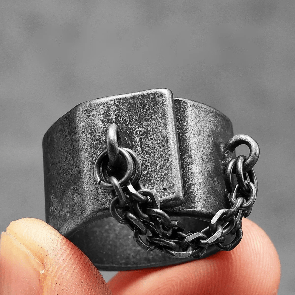 Shackles of Sin Ring – Stainless Steel Gothic Punk Biker Alternative Jewelry by Chrome Cult