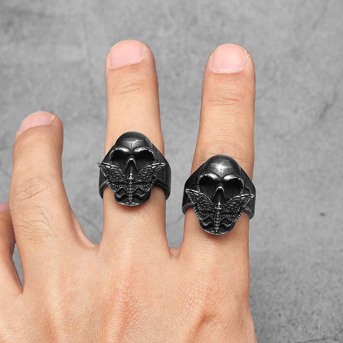 Silence of Death Skull Ring – Stainless Steel Gothic Punk Biker Alternative Jewelry by Chrome Cult