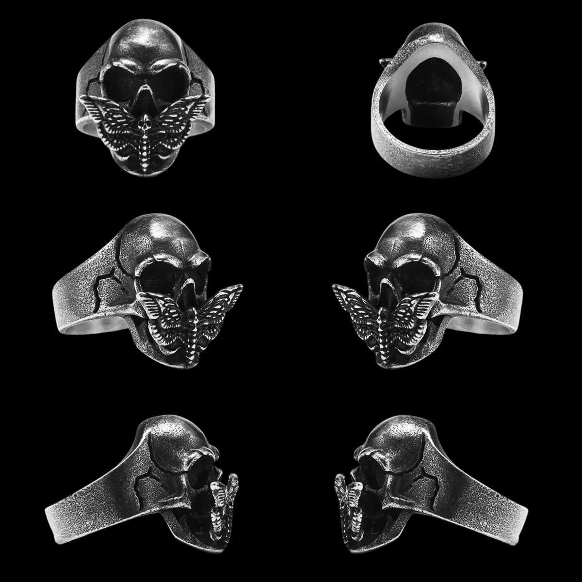 Silence of Death Skull Ring – Stainless Steel Gothic Punk Biker Alternative Jewelry by Chrome Cult