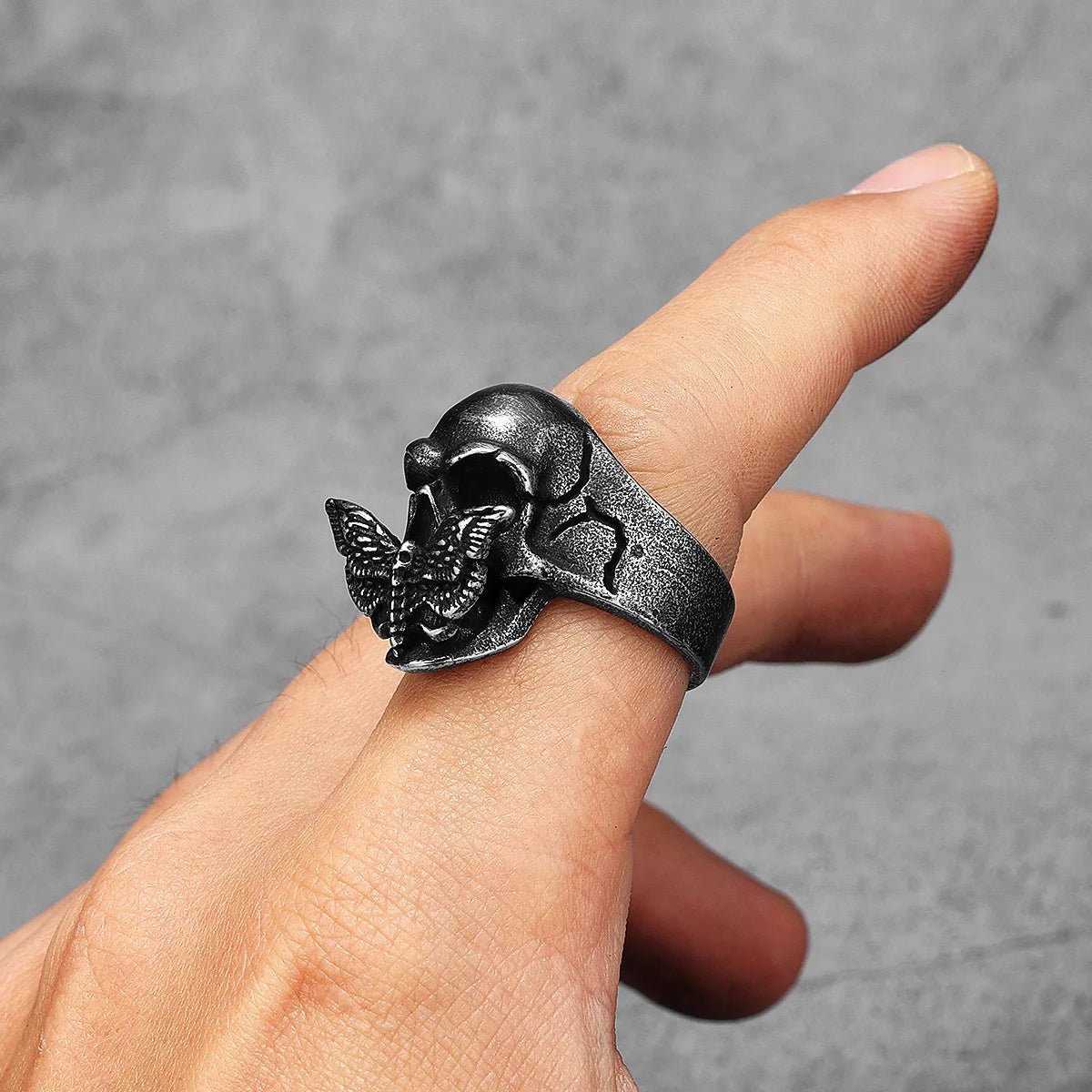 Silence of Death Skull Ring – Stainless Steel Gothic Punk Biker Alternative Jewelry by Chrome Cult
