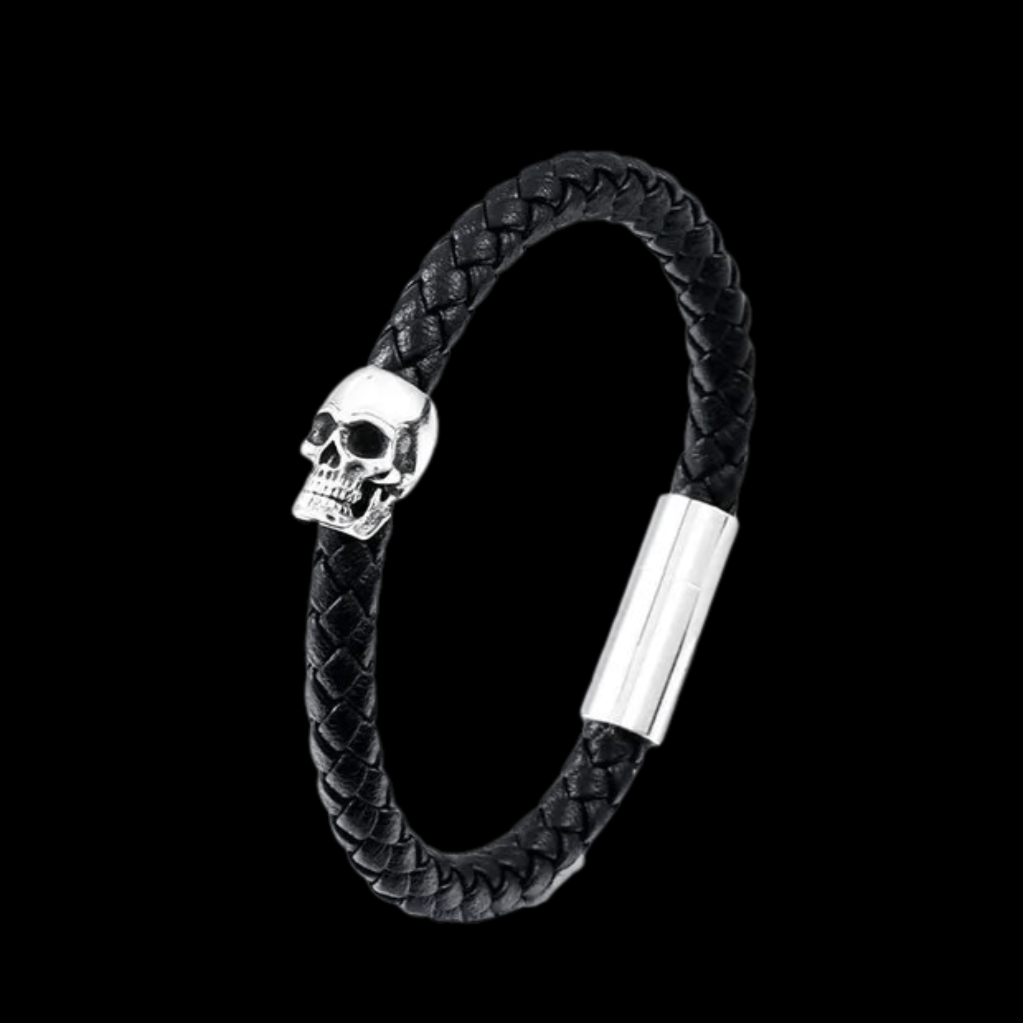 Skullbound Leather Bracelet – 316L Stainless Steel Gothic Jewelry by Chrome Cult