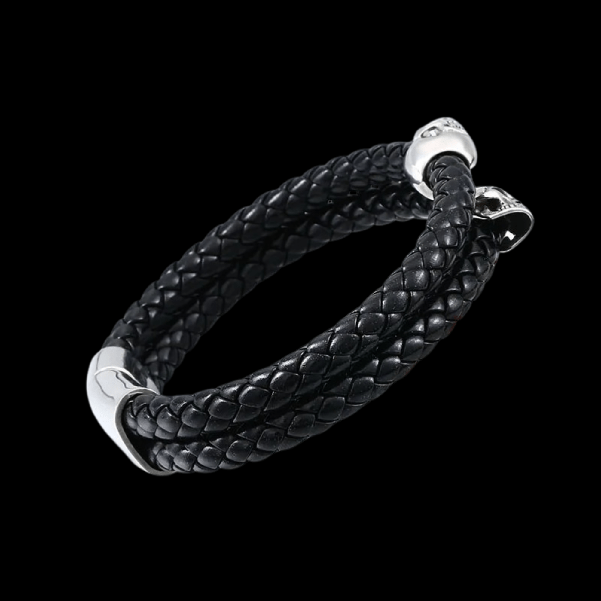 Skullbound Leather Bracelet – 316L Stainless Steel Gothic Jewelry by Chrome Cult