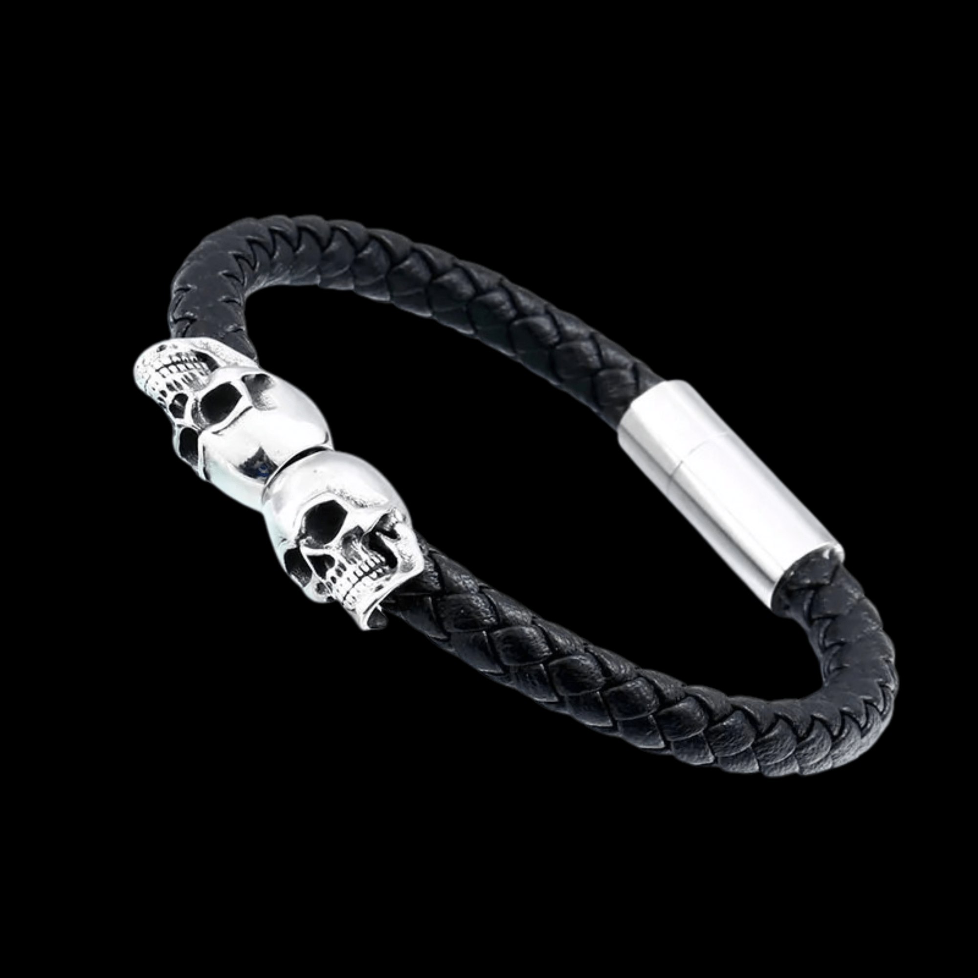Skullbound Leather Bracelet – 316L Stainless Steel Gothic Jewelry by Chrome Cult