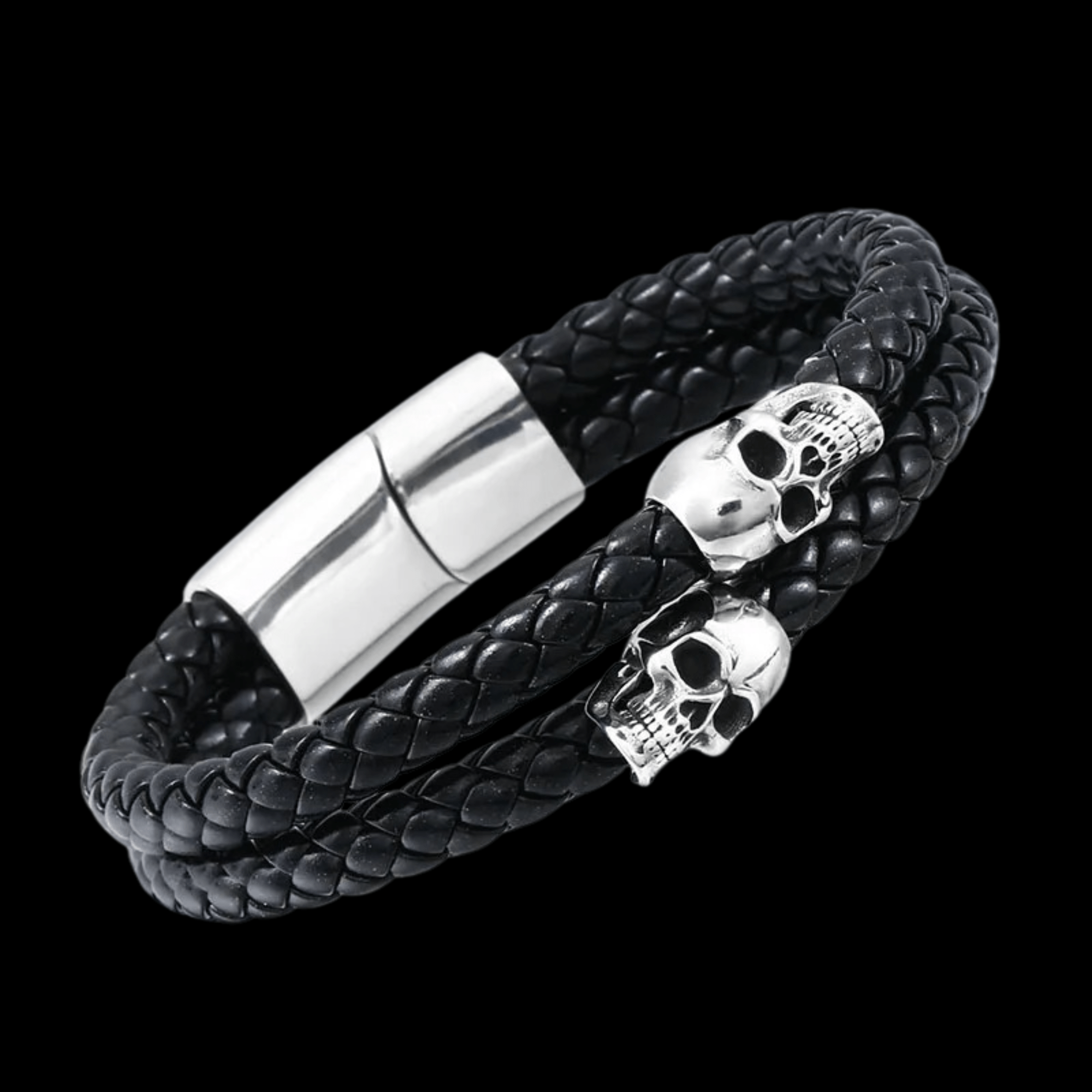 Skullbound Leather Bracelet – 316L Stainless Steel Gothic Jewelry by Chrome Cult