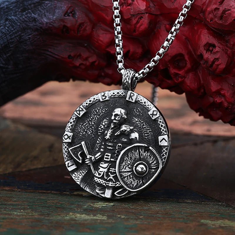 The Fallen Shieldbearer Pendant – 316L Stainless Steel Gothic Jewelry by Chrome Cult