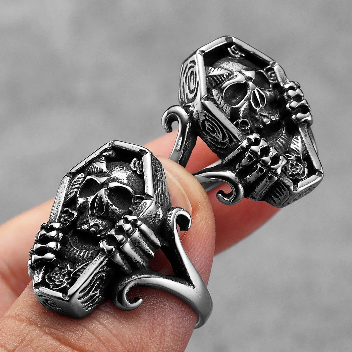 Tomb of the Damned Ring – Stainless Steel Gothic Punk Biker Alternative Jewelry by Chrome Cult