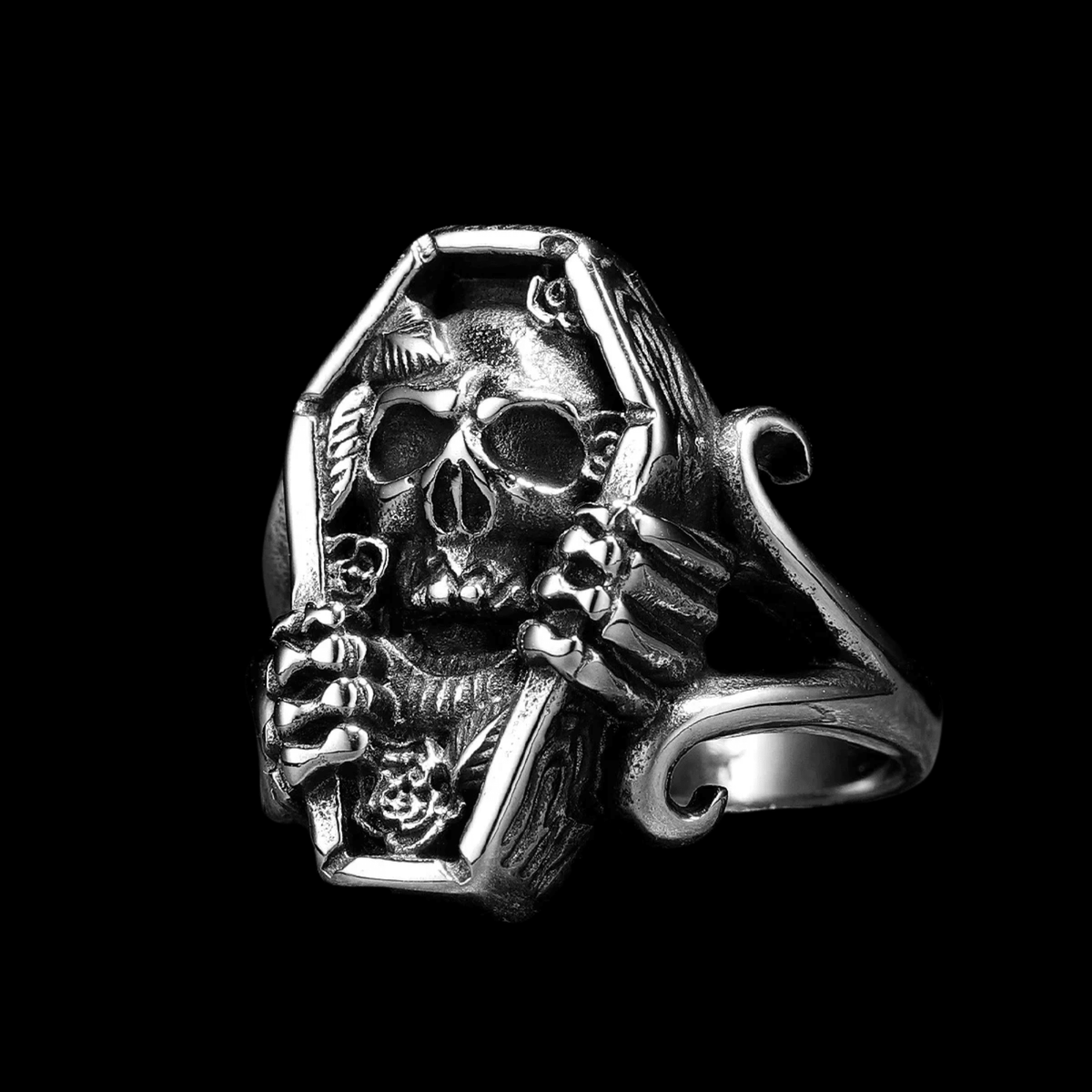 Tomb of the Damned Ring – Stainless Steel Gothic Punk Biker Alternative Jewelry by Chrome Cult