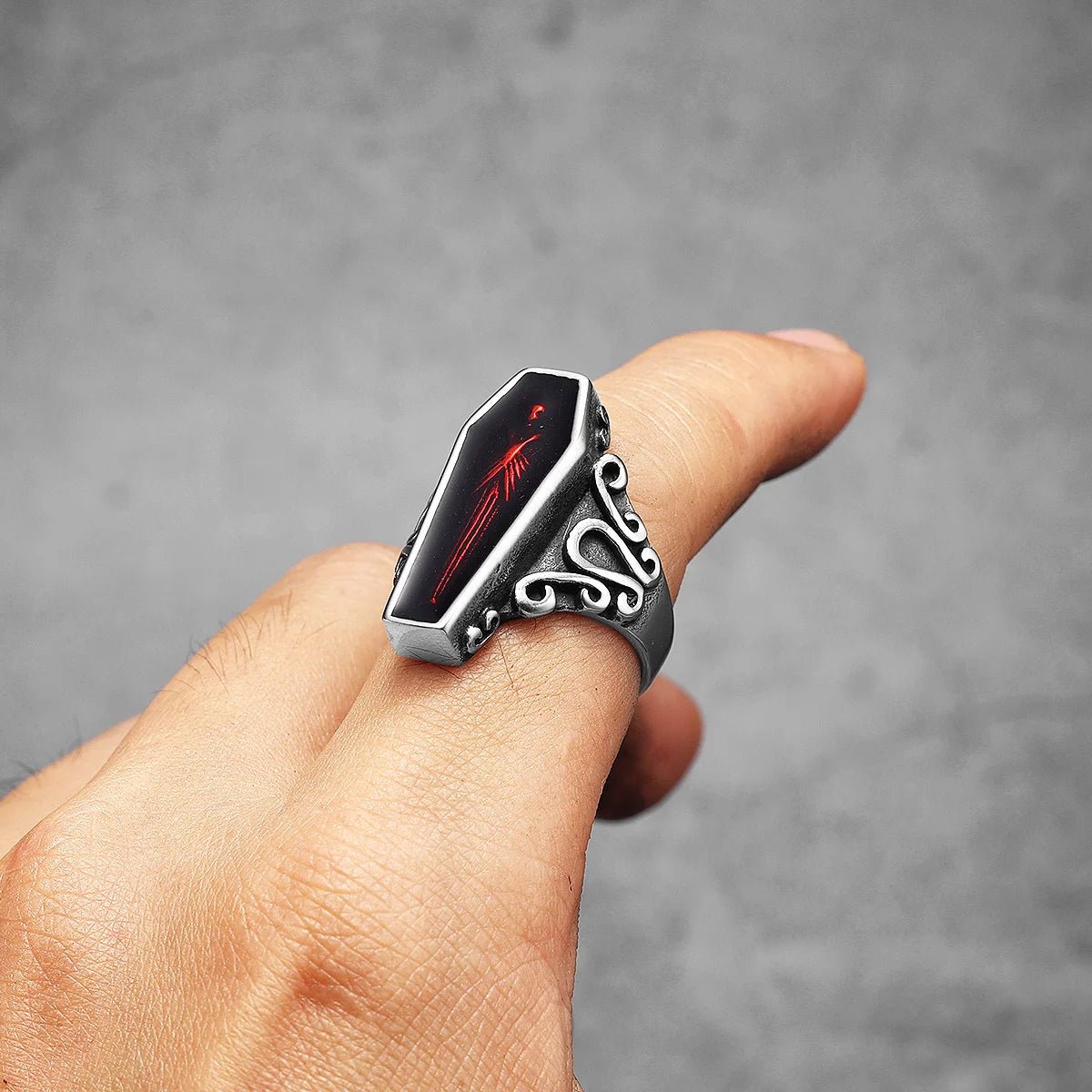 Vampire Coffin Ring – 316L Stainless Steel Gothic Jewelry by Chrome Cult