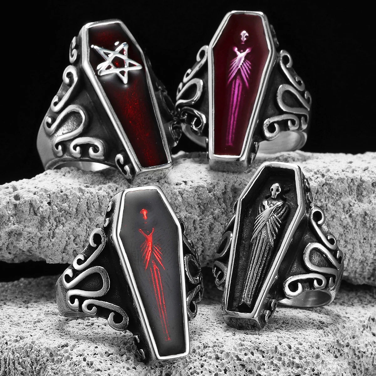 Vampire Coffin Ring – 316L Stainless Steel Gothic Jewelry by Chrome Cult