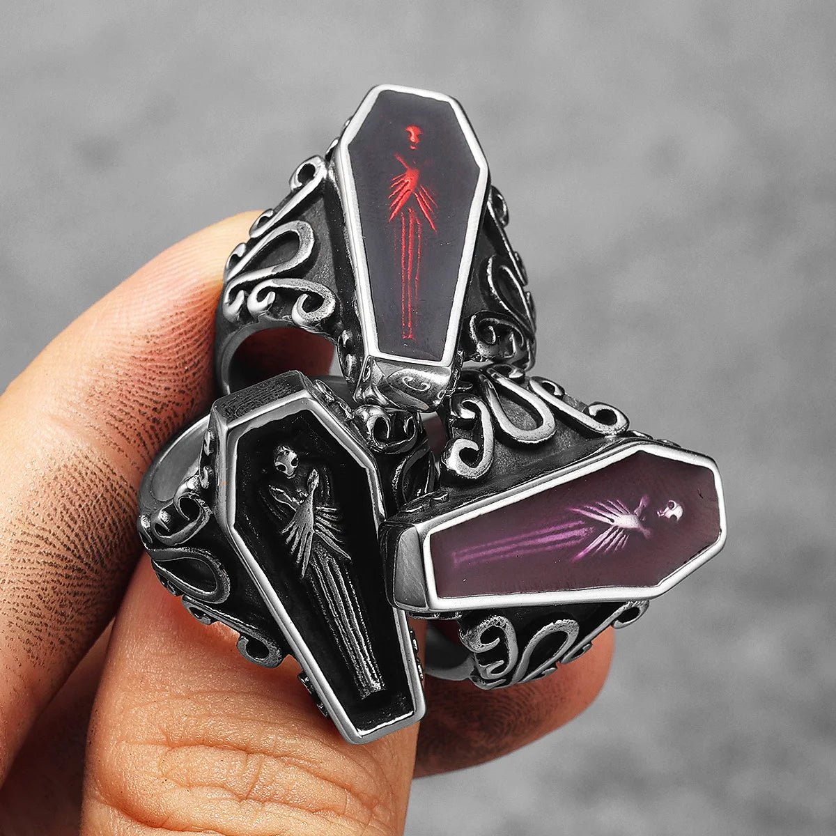 Vampire Coffin Ring – 316L Stainless Steel Gothic Jewelry by Chrome Cult