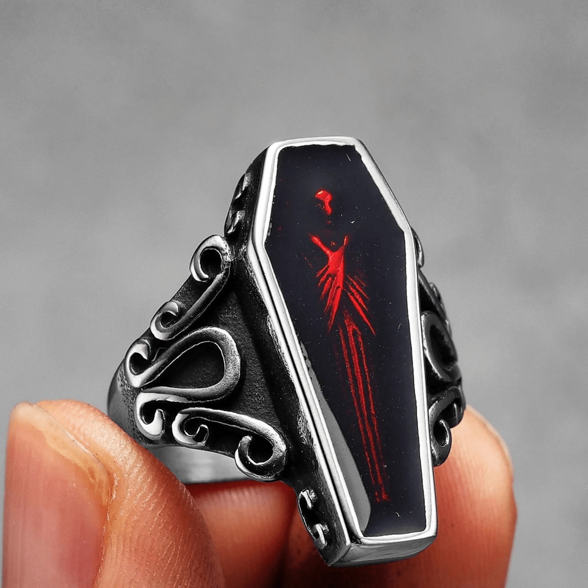 Vampire Coffin Ring – 316L Stainless Steel Gothic Jewelry by Chrome Cult