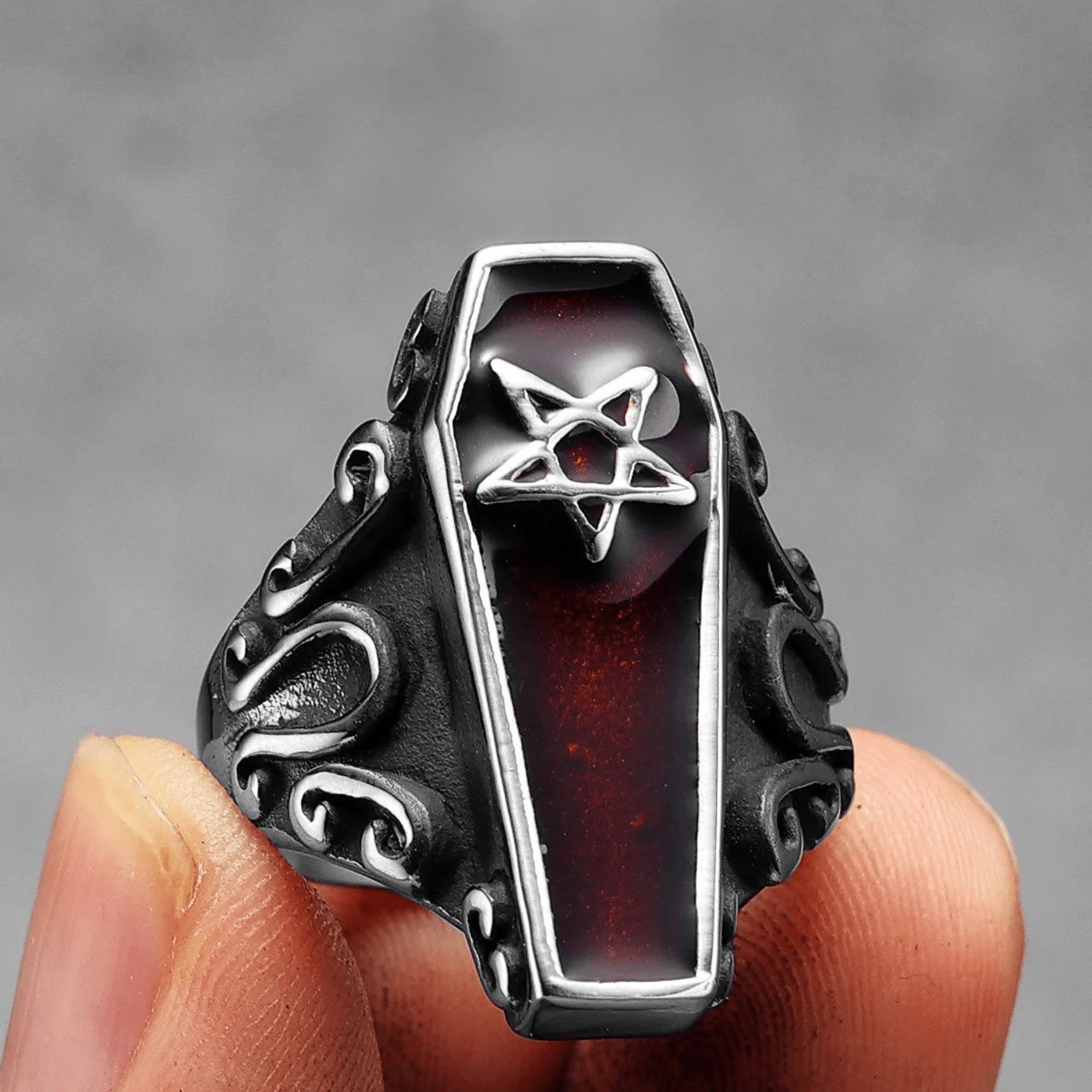 Vampire Coffin Ring – 316L Stainless Steel Gothic Jewelry by Chrome Cult