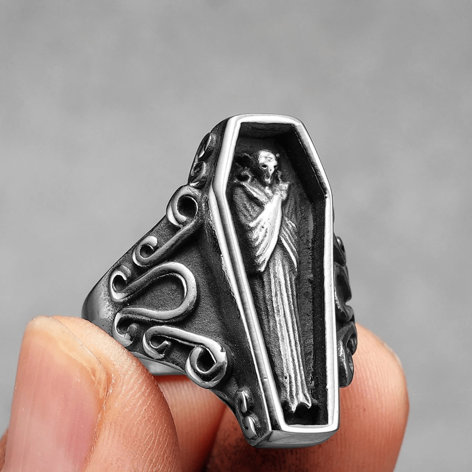 Vampire Coffin Ring – 316L Stainless Steel Gothic Jewelry by Chrome Cult
