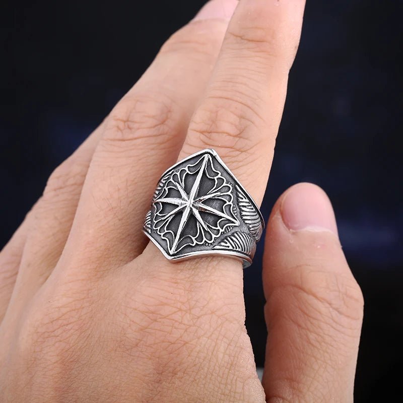 Vegvisir Wayfinder Ring – 316L Stainless Steel Gothic Jewelry by Chrome Cult