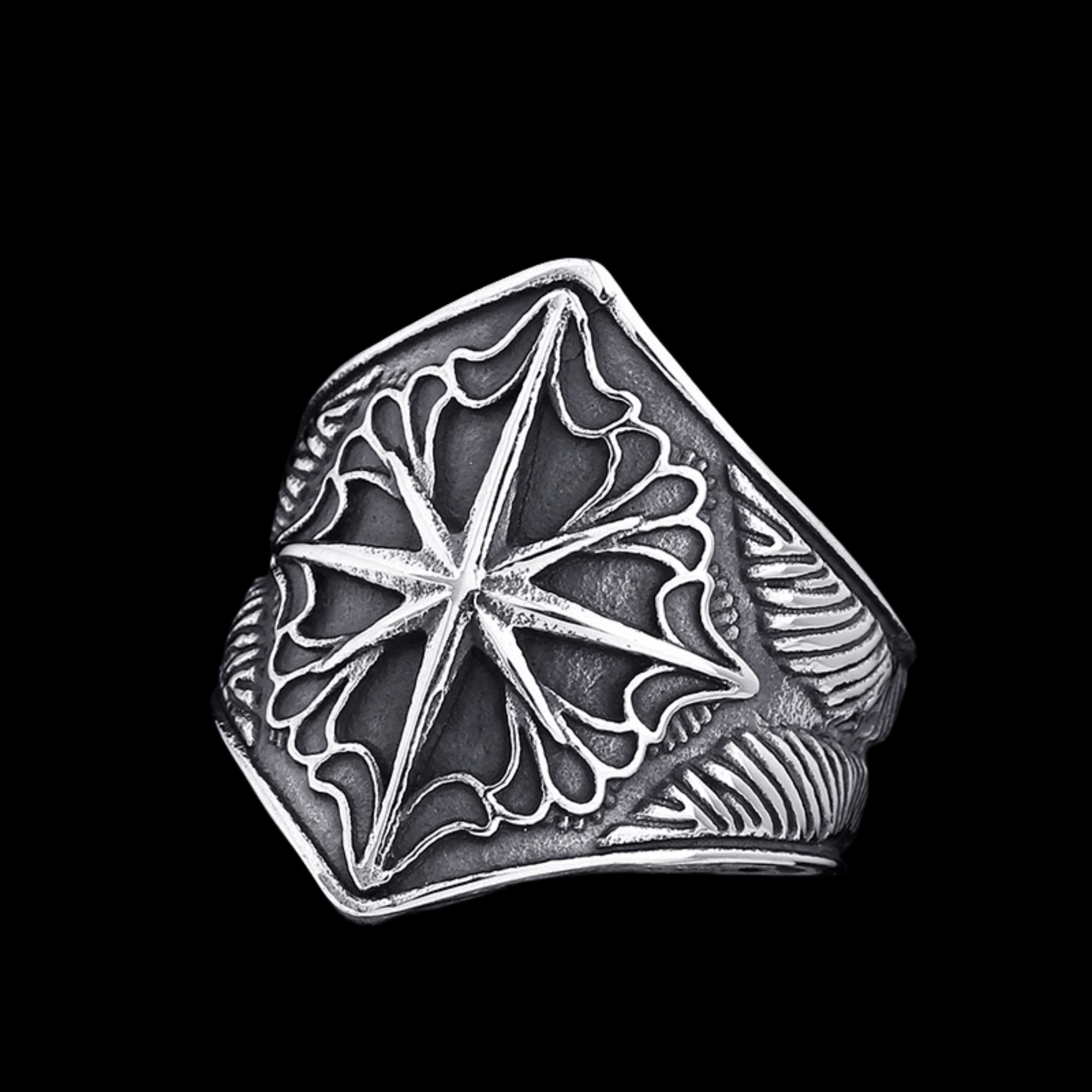 Vegvisir Wayfinder Ring | Stainless Steel Gothic Jewelry | Chrome Cult