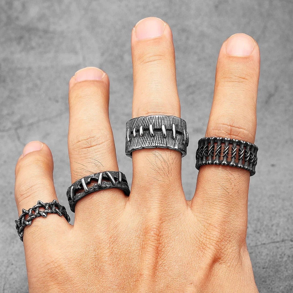 Vintage Frankenstein Flesh Ring – Stainless Steel Gothic Punk Biker Alternative Jewelry by Chrome Cult