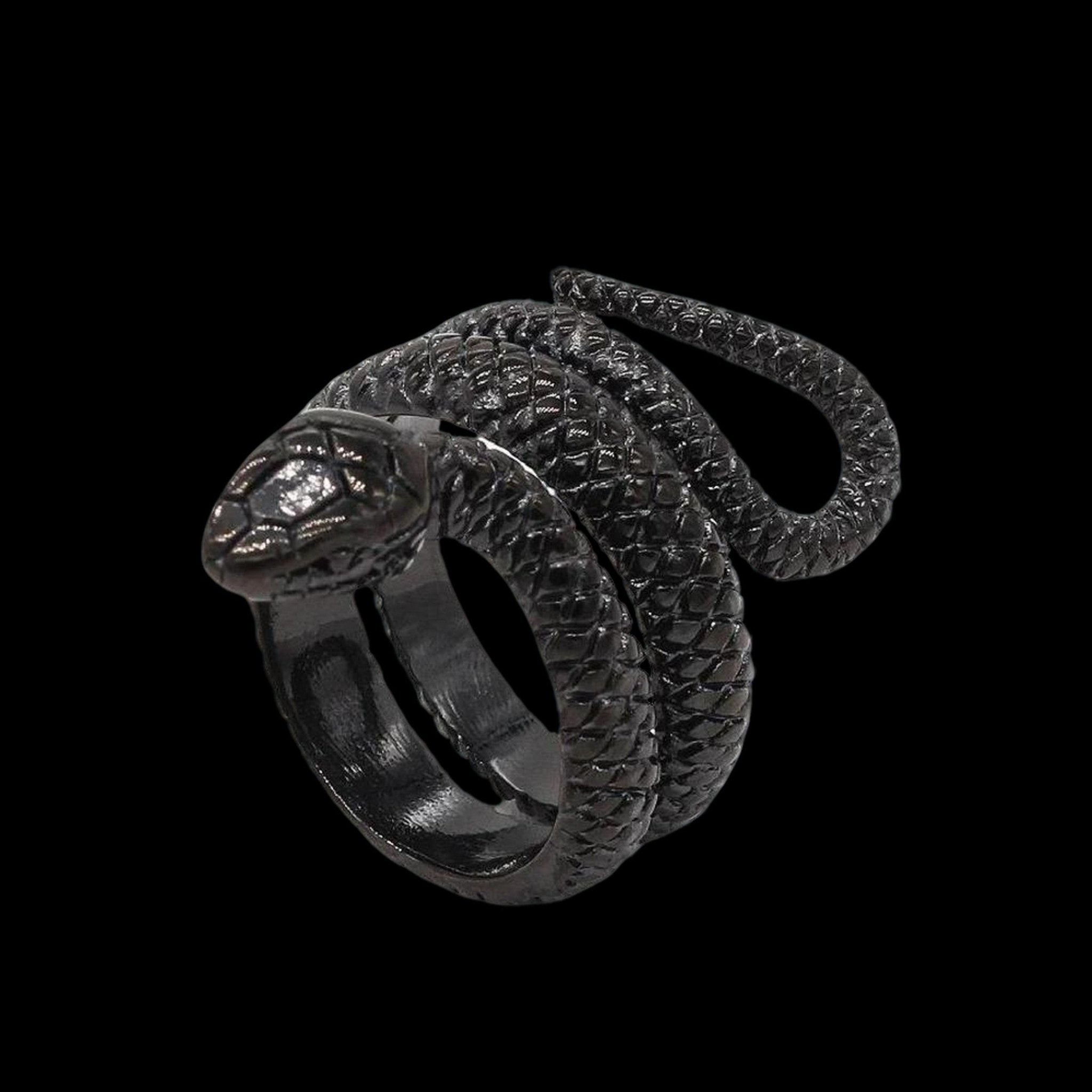 Winding Snake Steel Ring - Chrome Cult