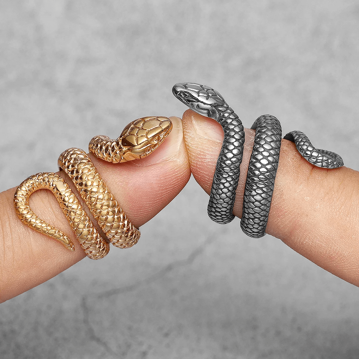 Winding Snake Steel Ring - Chrome Cult