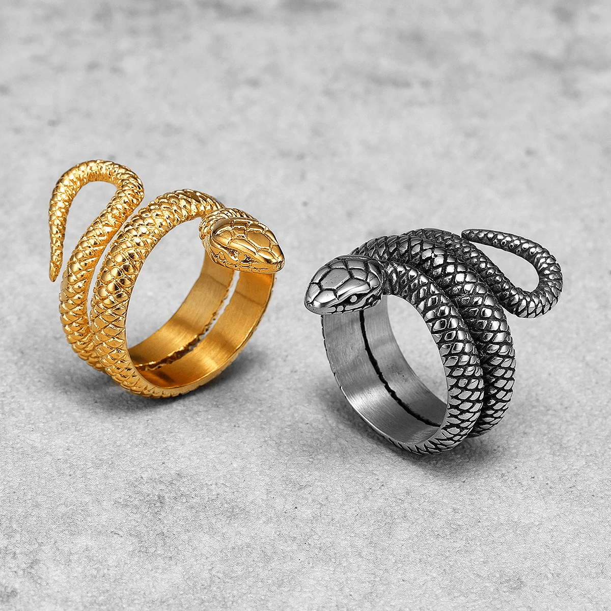 Winding Snake Steel Ring - Chrome Cult