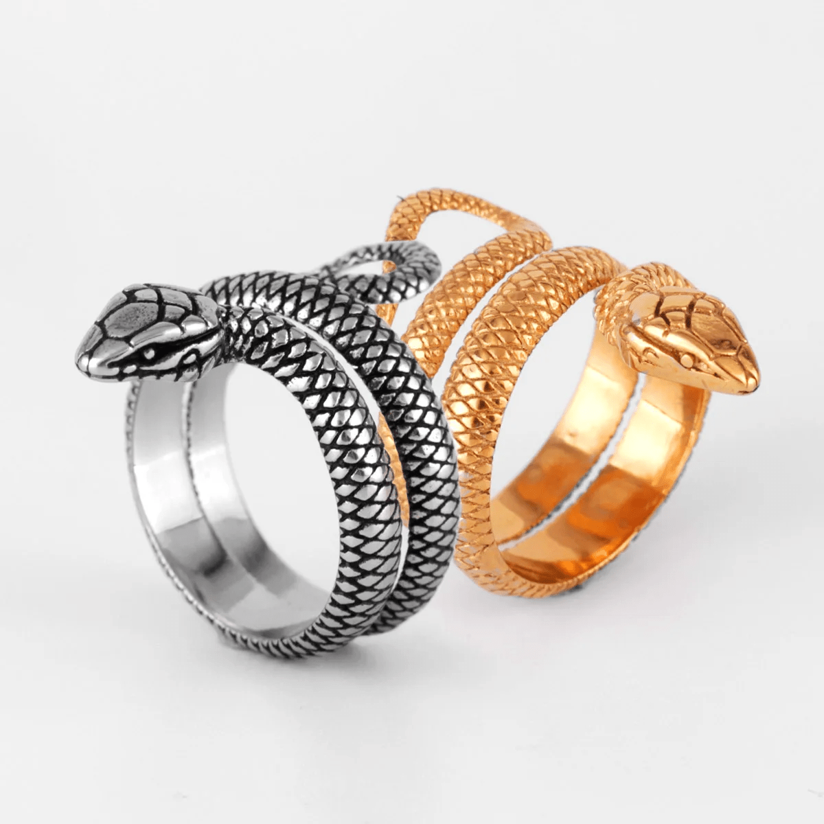 Winding Snake Steel Ring - Chrome Cult
