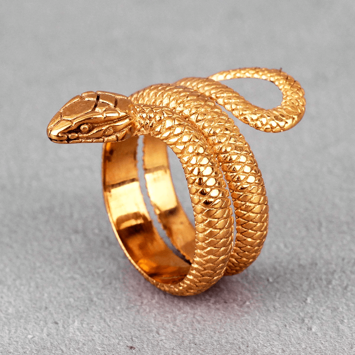 Winding Snake Steel Ring - Chrome Cult