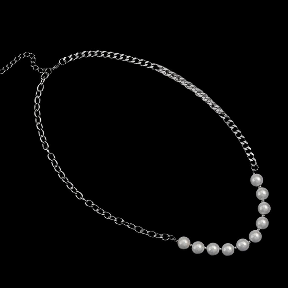 10mm Half Pearl Cuban Chain - Chrome Cult