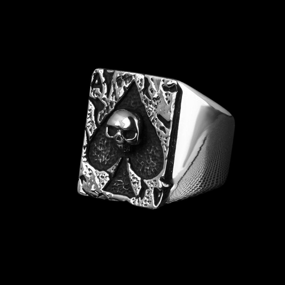 Ace of Spades Skull Ring - Chrome Cult