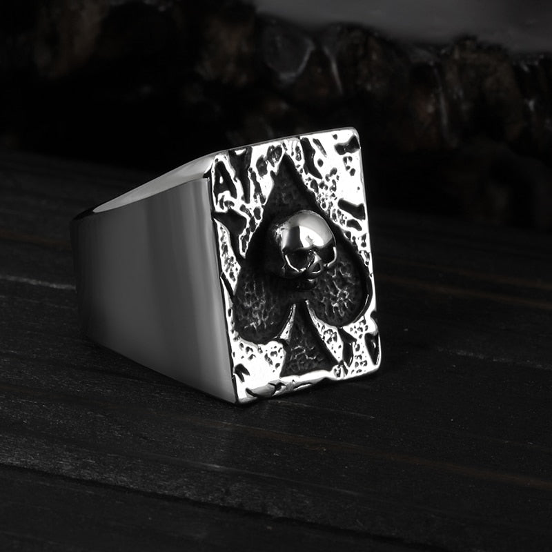 Ace of Spades Skull Ring
