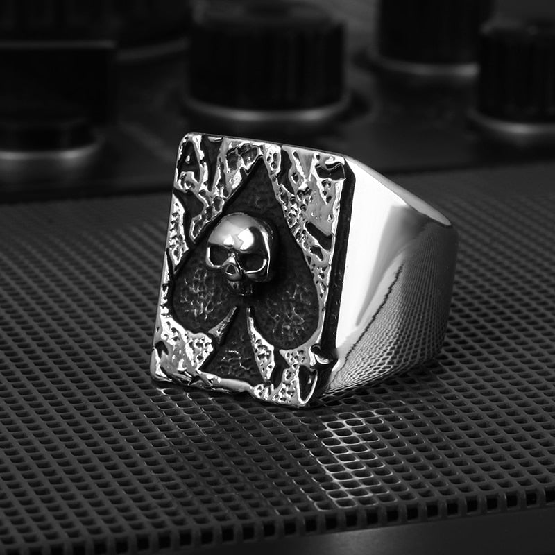 Ace of Spades Skull Ring