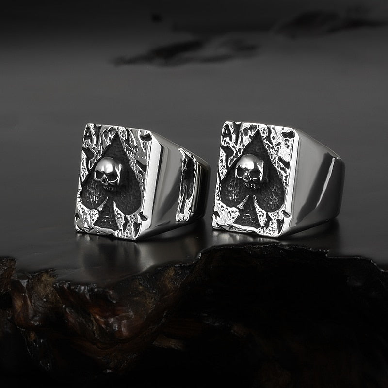 Ace of Spades Skull Ring