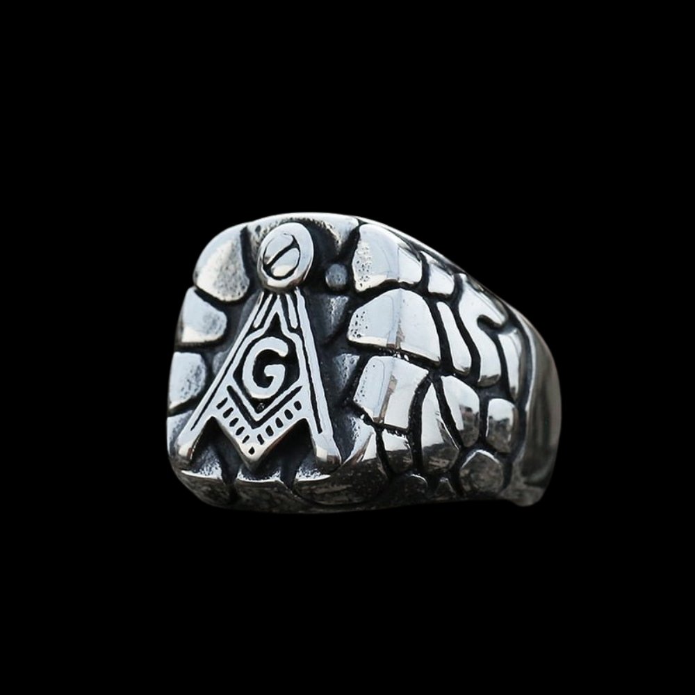 AG Stone Masonic Ring - Chrome Cult