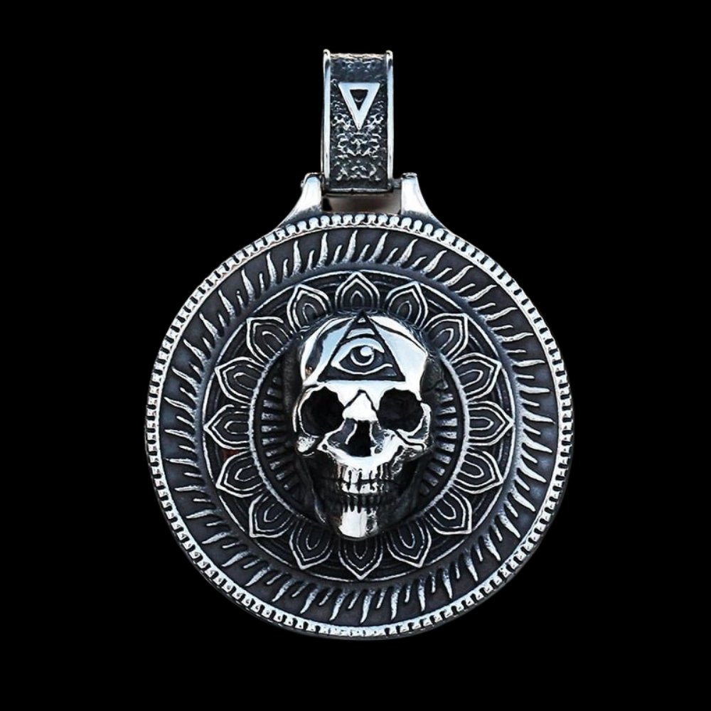 All Seeing Eye Skull Pendant - Chrome Cult