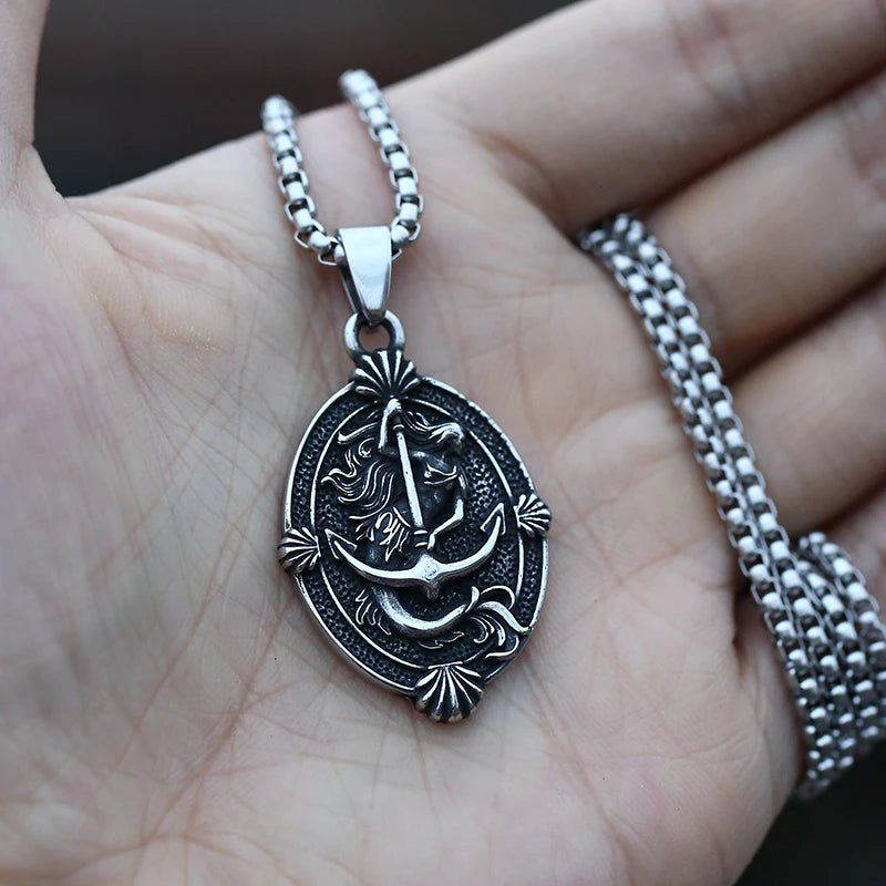 Anchor Of The Sea Siren Mermaid Pendant - Chrome Cult