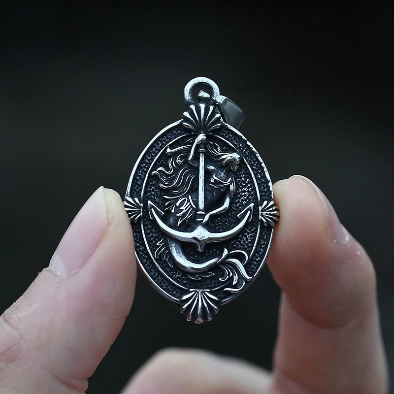 Anchor Of The Sea Siren Mermaid Pendant - Chrome Cult