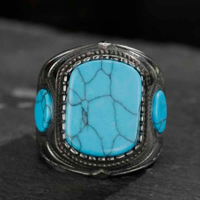 Antique Blue Marble Stone Ring