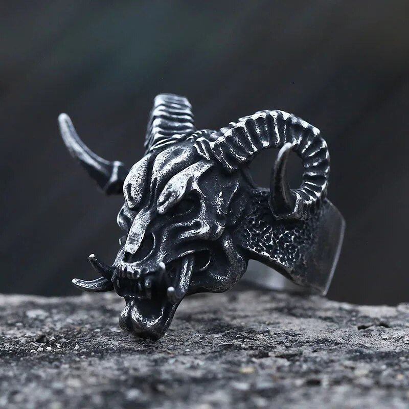 Antrum Devil Horned Ring - Chrome Cult