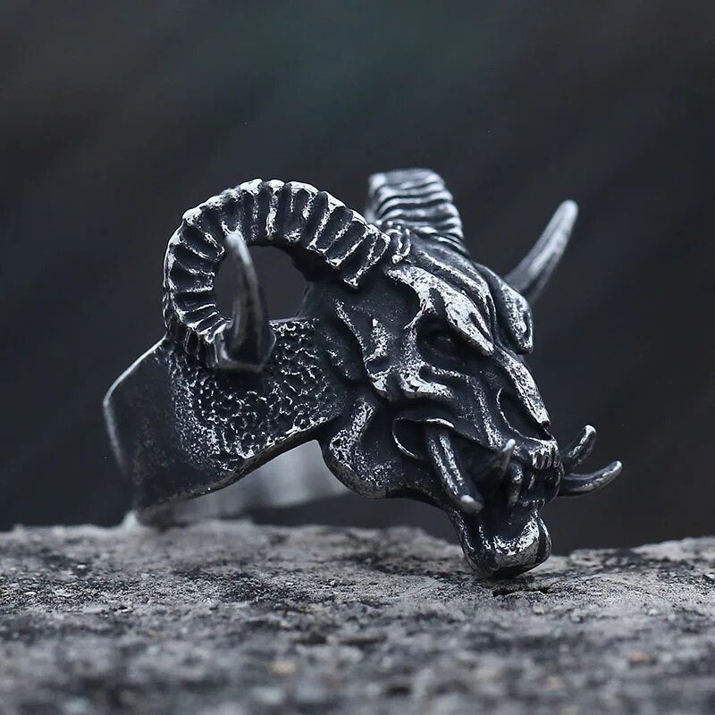 Antrum Devil Horned Ring - Chrome Cult